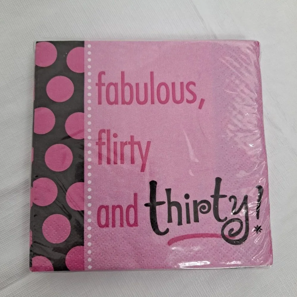 30th Birthday Party Napkins Fabulous Flirty And Thirty Pink Black 16 Count